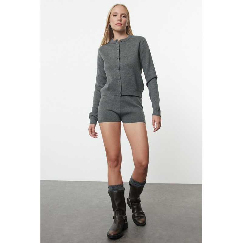 Women's Grey Straight Long Casual/daily Slim Under-Upper Team