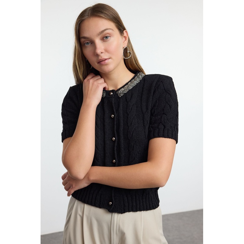 Women's Hair Braid Short Slim Cardigan