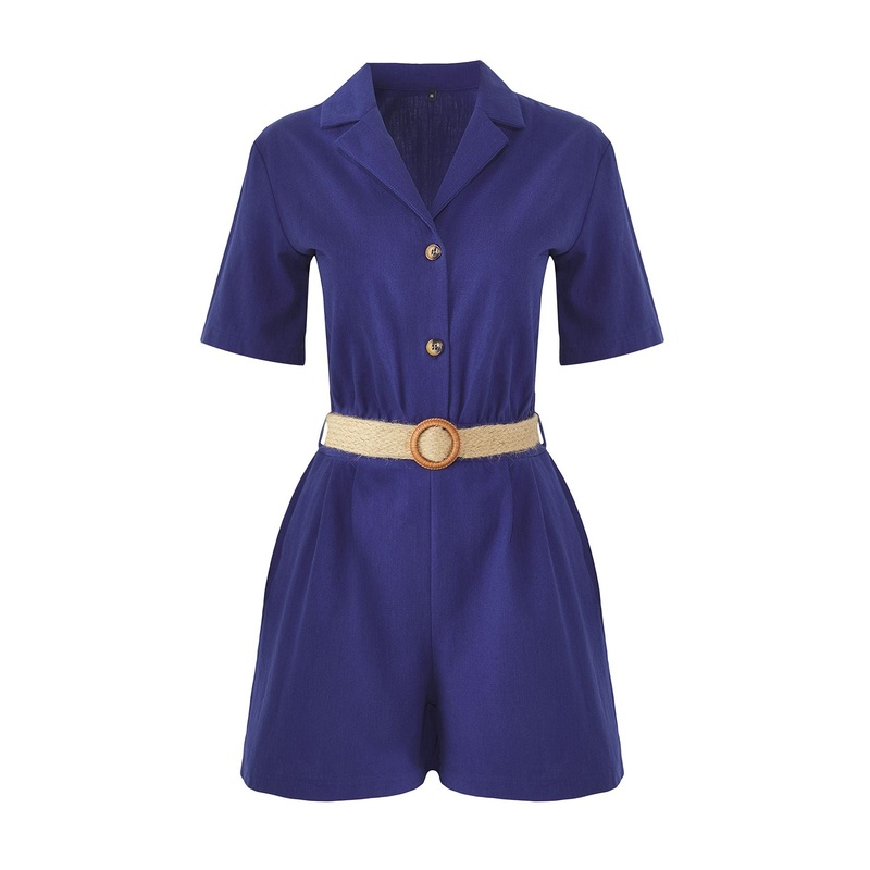 Women's Navy Blue Straight Short Casual/daily Regular Overalls