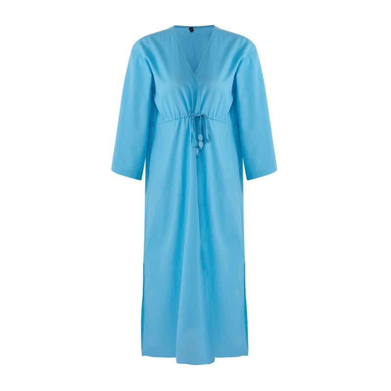 Women's Plain Maxi Three-Quarter Sleeve Beachwear Fitted Dress