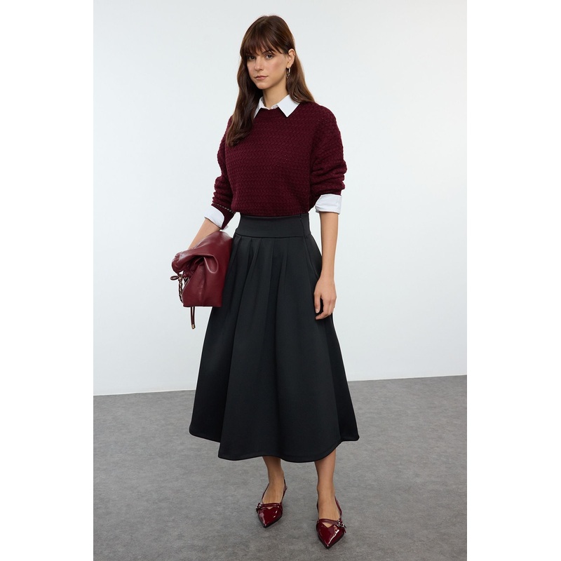 Women's Straight Midi Flared Relaxed Skirt