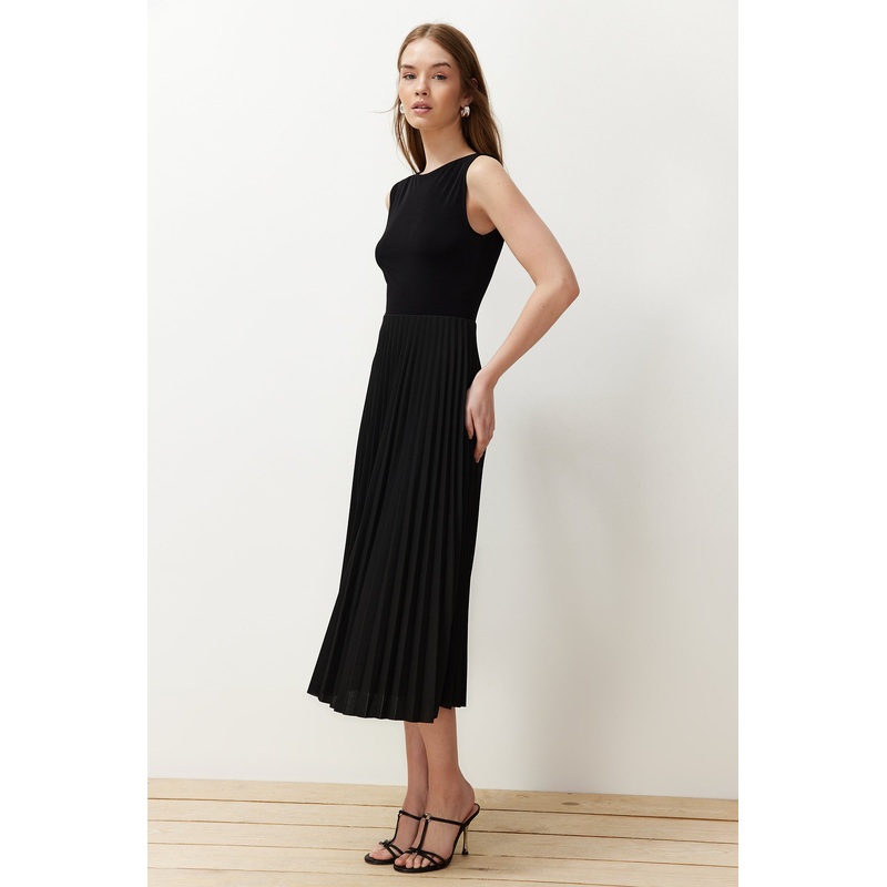 Women's Unifarben Midi Sleeveless Casual Skater Dresses