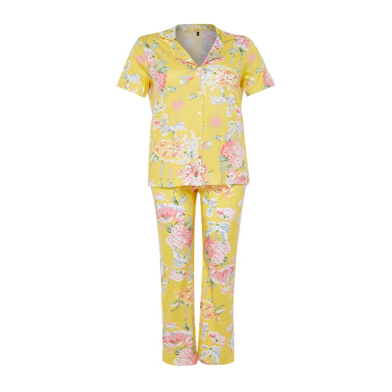 Curve Women's Floral Short Homewear Regular Fit Plus Size Pajamas Set