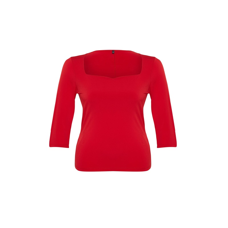 Curve Women's Unifarben Long Fitted Plus Size Blouses