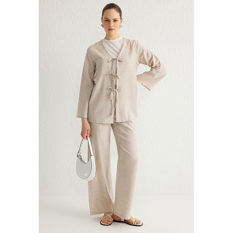 Modest Women's Plain Long Casual Relaxed Fit Hijab Top - Bottom Set