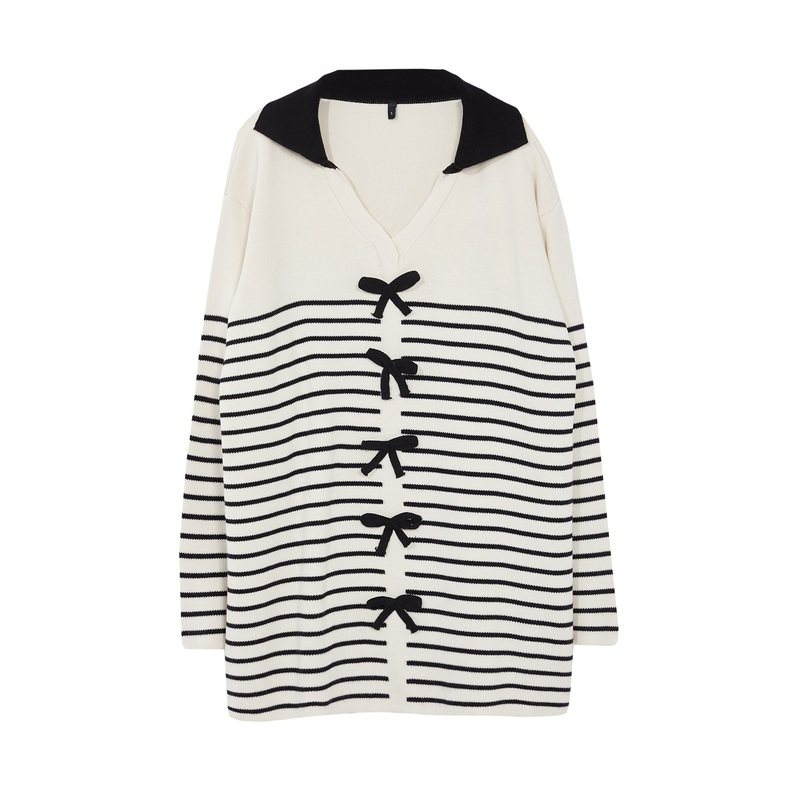 Modest Women's Striped Long Fitted Hijab Cardigan