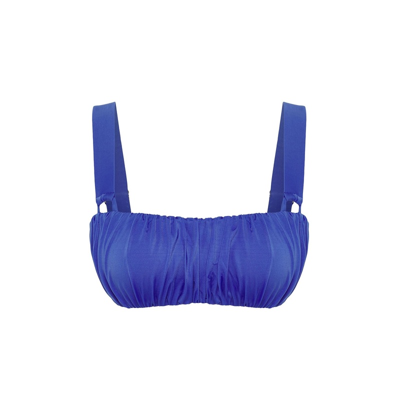 Women's Blue Straight Disposal Container Bikini Top