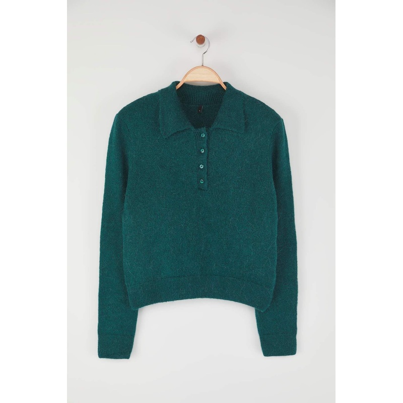 Women's Blue Straight Long Regular Sweater