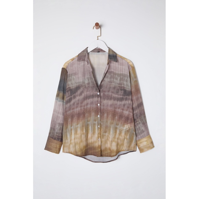 Women's Color Block Long Regular Shirt