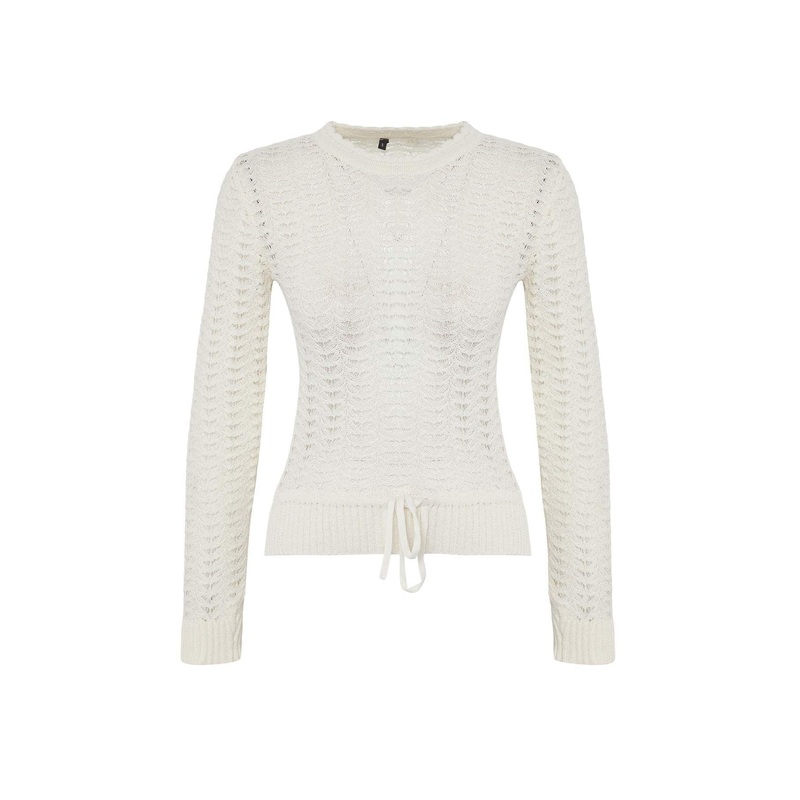 Women's Ecru Lochmuster Long Regular Sweater