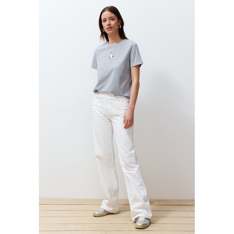 Women's Embroidered / Embroidered Short Regular T-Shirt