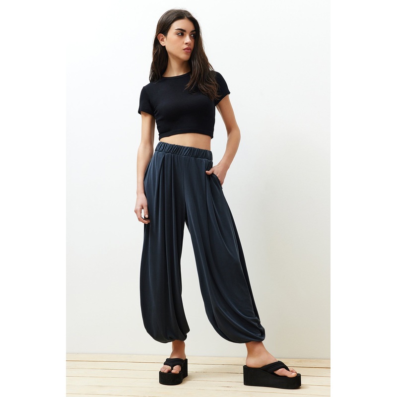 Women's Gray Plain Regular Waist Trousers