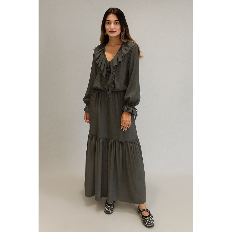 Women's Gray Straight Maxi Long Casual/daily Skater Dress