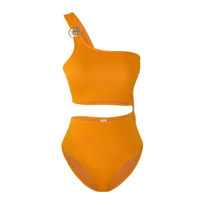 Women's Orange Straight Disposal Container Swimsuit