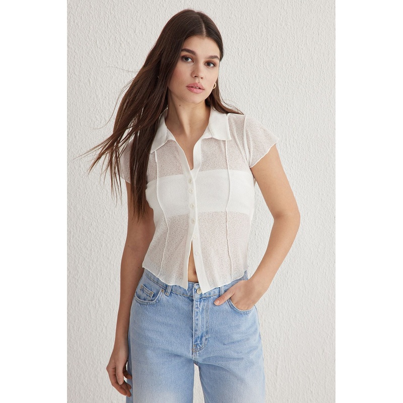 Women's Plain Short Slim Shirt