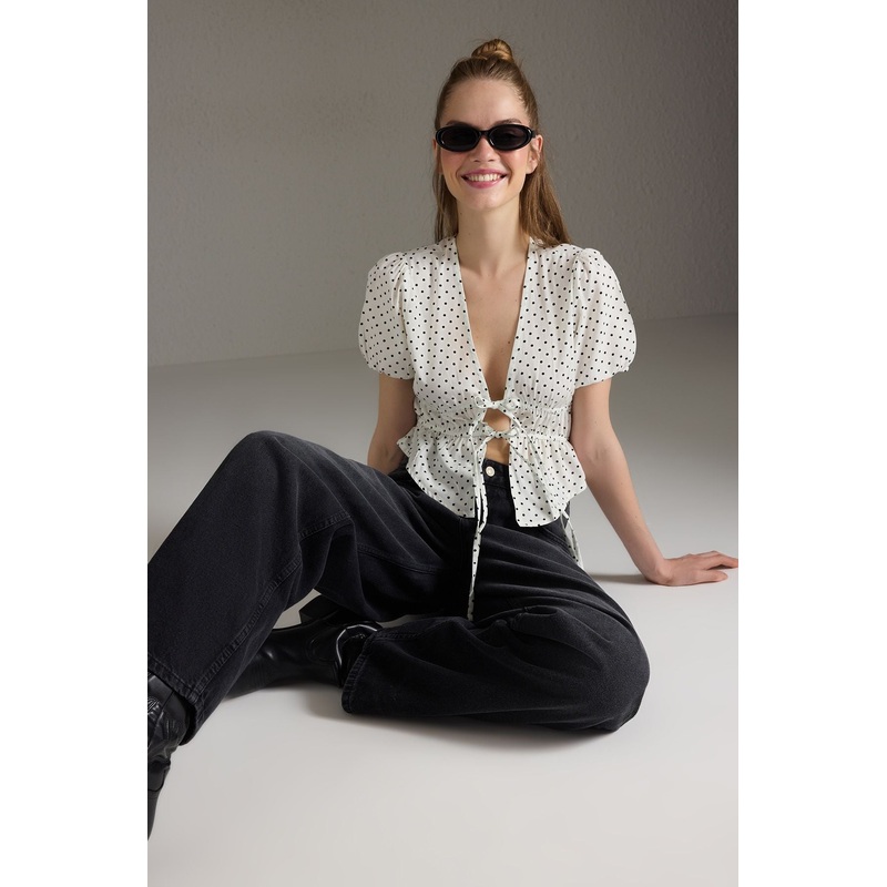 Women's Spotted Short Fitted Shirt