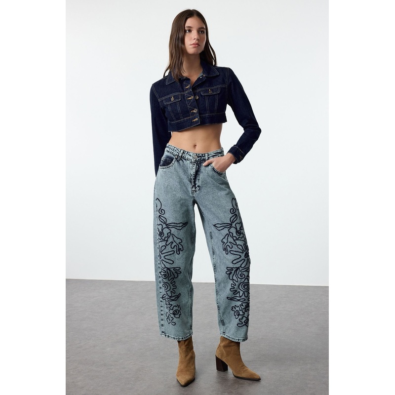Women's Straight Balloon High Waist Jeans