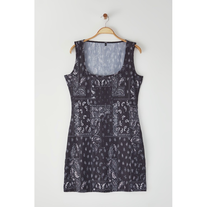 Curve Women's Ethnic Pattern Mini Sleeveless Casual Relaxed Fit Plus Size Dress