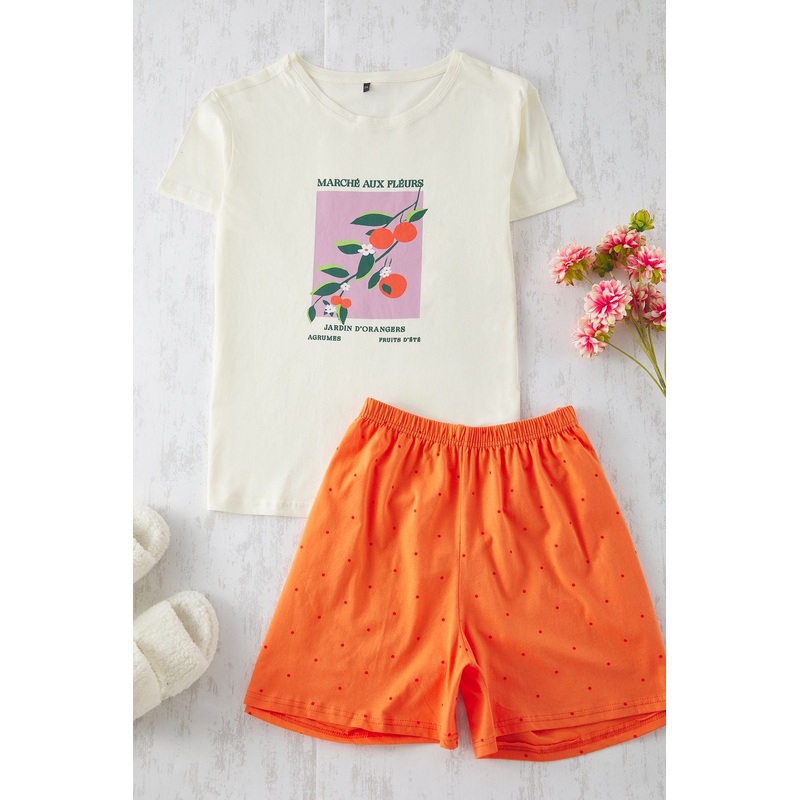 Curve Women's Polka Dot Short Regular Plus Size Pajama Set