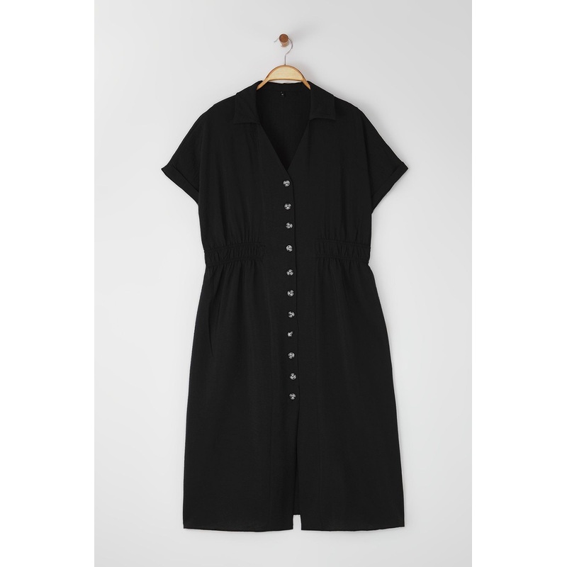 Curve Women's Striped Midi Short Casual Relaxed Fit Plus Size Dress