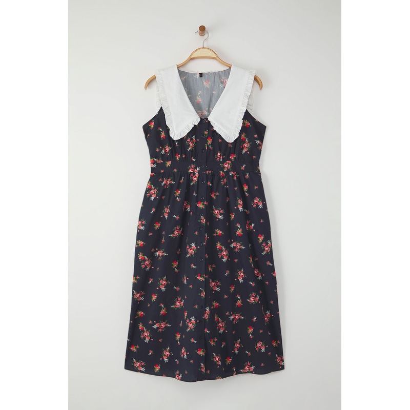 Curve Women's Very Colorful Flowering Midi Sleeveless Casual/daily Relaxed Plus Size Dress