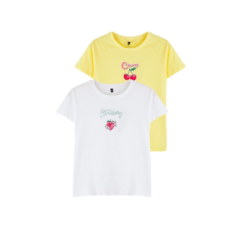kds Girls White Printed Short Regular T-Shirt