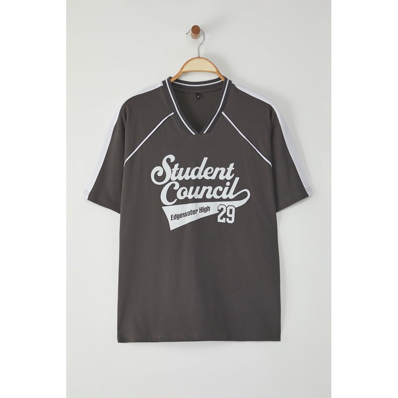 Man Men's Grey Slogan Short Oversized T-Shirt