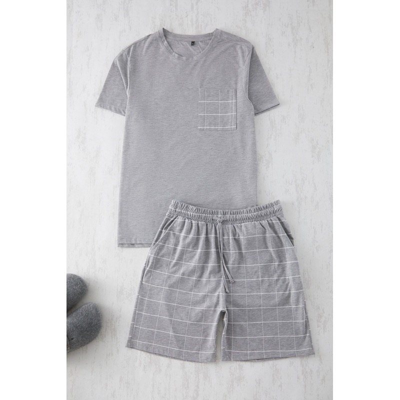 Man Men's Plaid / Checkered Short Homewear Regular Pajama Set