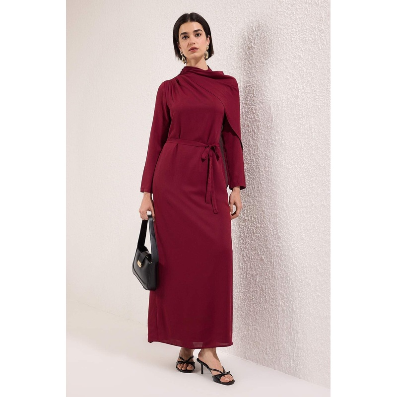 Modest Women's Burgundy Straight Maxi Long Stylish/night Regular Modest Evening Dresses