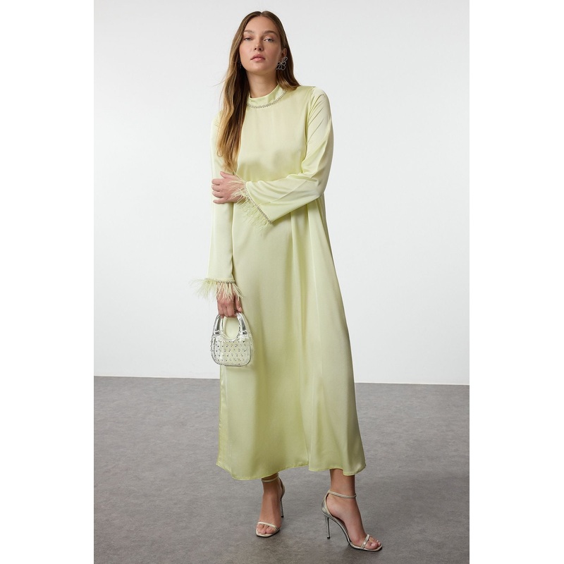 Modest Women's Khaki Unifarben Long Long Elegant Relaxed Modest Fashion Evening Dresses