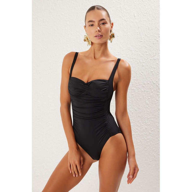 Women's Black Polka Dot V-Wire Swimsuit