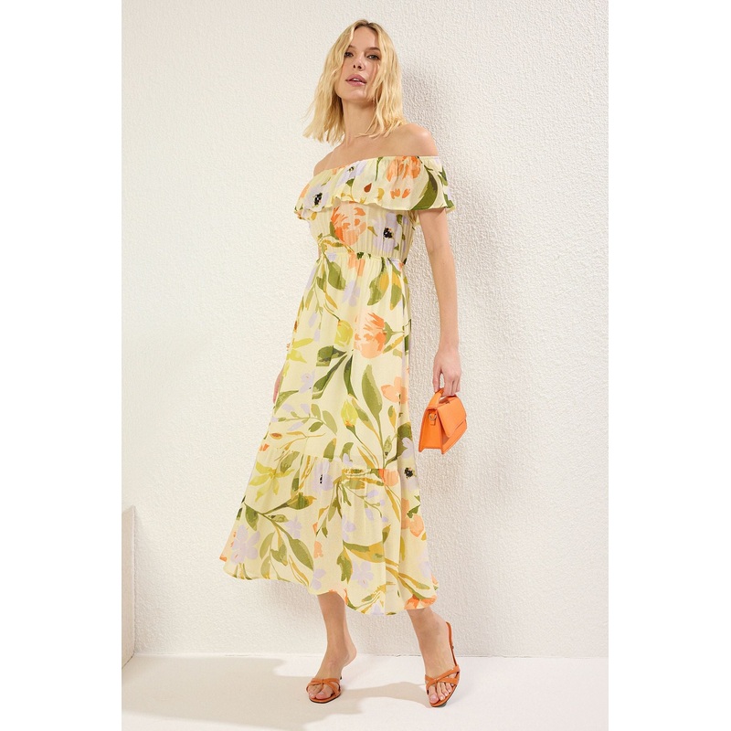 Women's Geblmt Maxi Short Casual Regular Dress