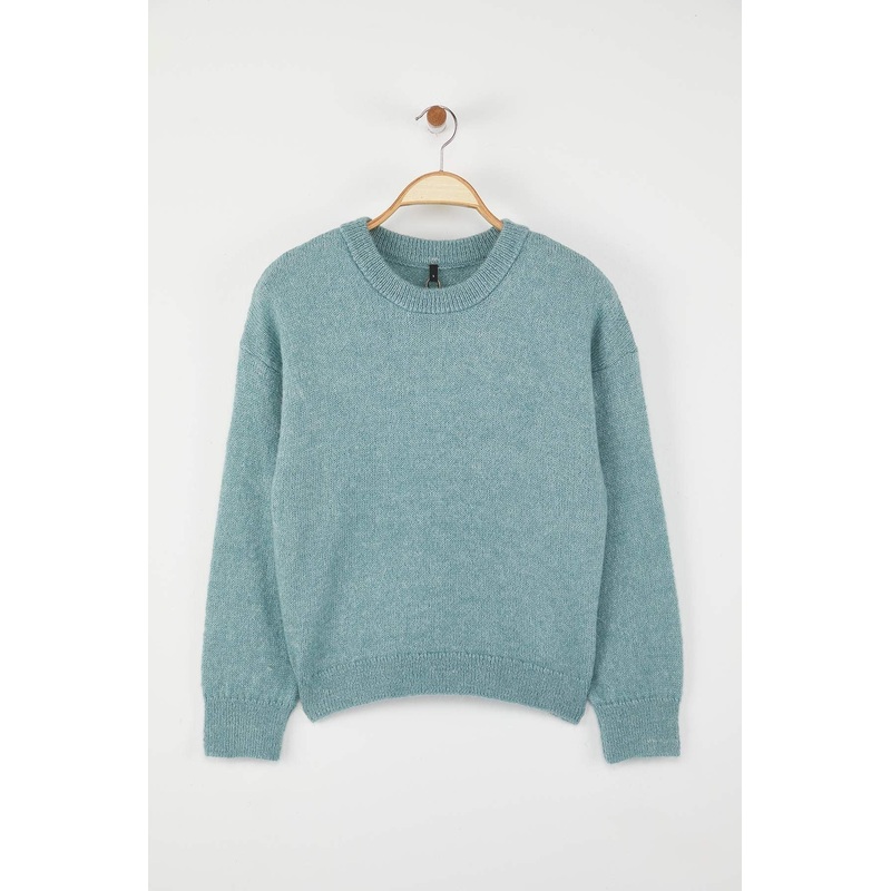 Women's Green Straight Long Oversize Sweater