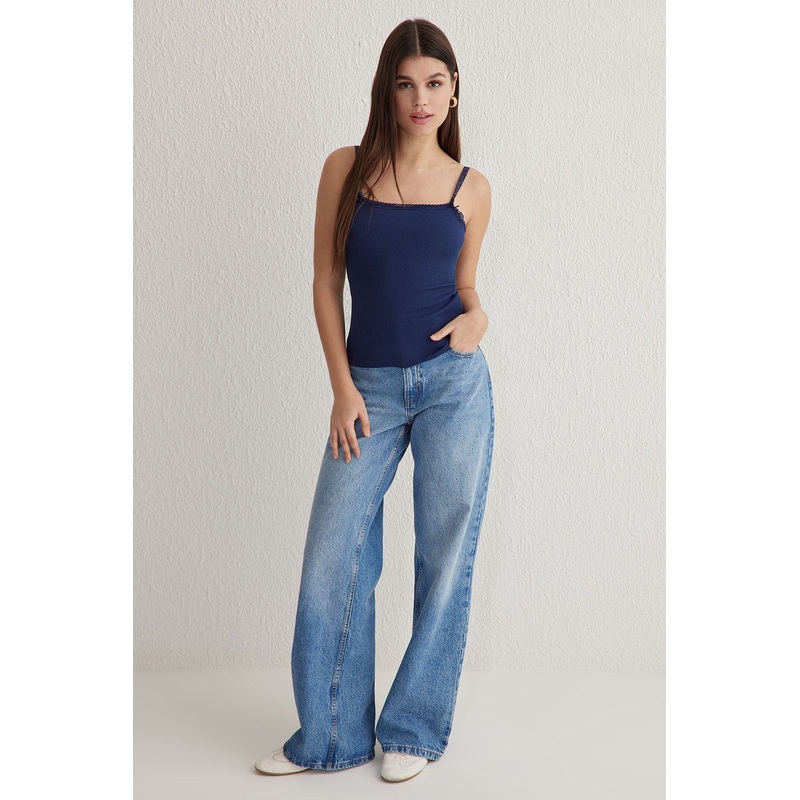 Women's Navy Blue Plain Undershirt