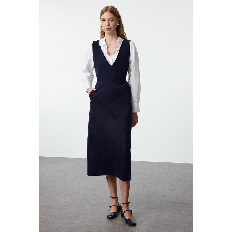 Women's Navy Blue Straight Midi Hanging Casual/daily Regular Dress