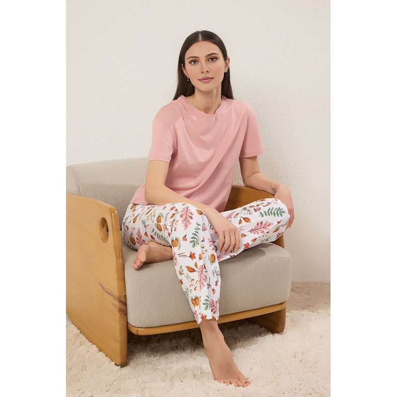 Women's Pink Printed Short Lounge/home Regular Pajama Set