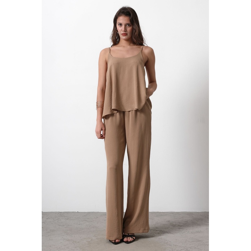 Women's Plain Spaghetti Strap Casual Regular Two Piece Sets