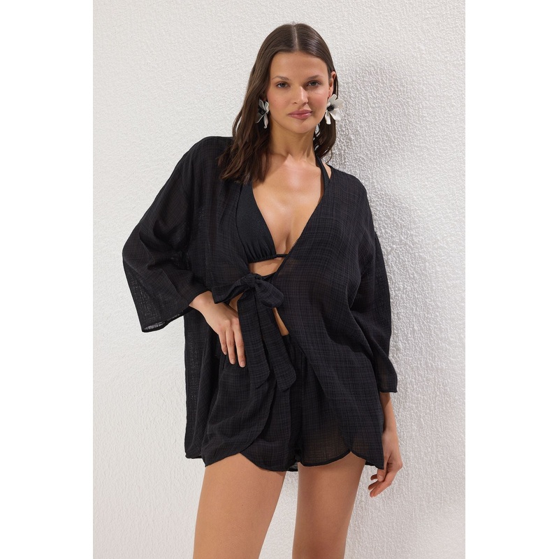 Women's Straight Three Quarter Sleeve Beachwear Fitted Two Piece Sets