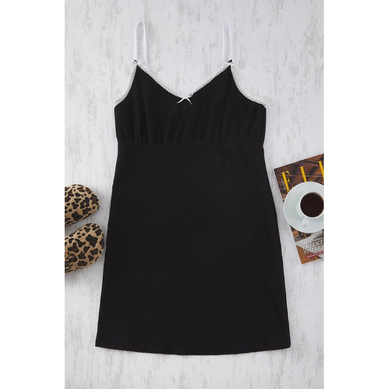 Curve Women's Plain Mini Spaghetti Strap Regular Plus Size Nightgown