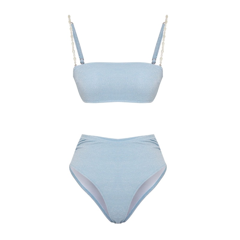 Women's Blue Straight Disposal Container Bikini Set