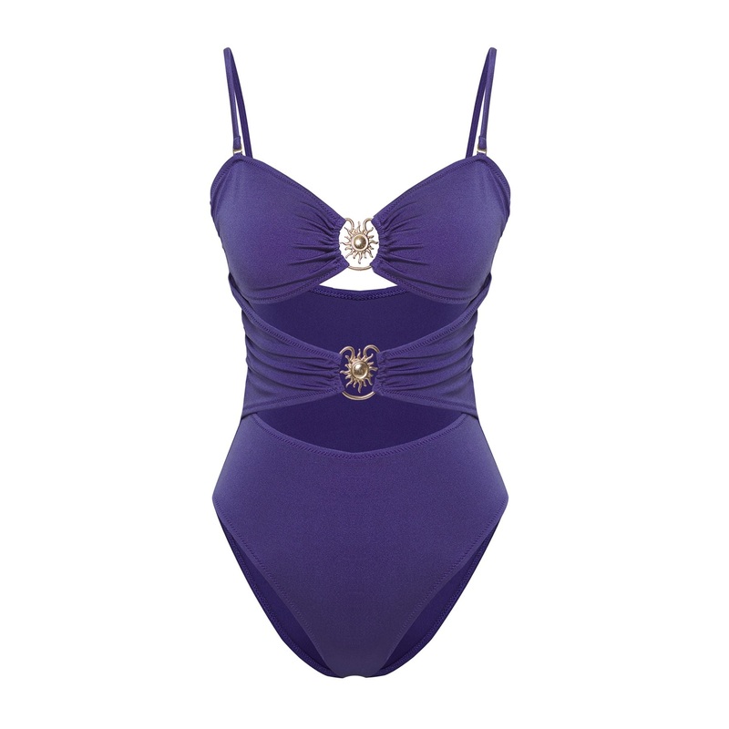 Women's Blue Straight Disposal Container Swimsuit