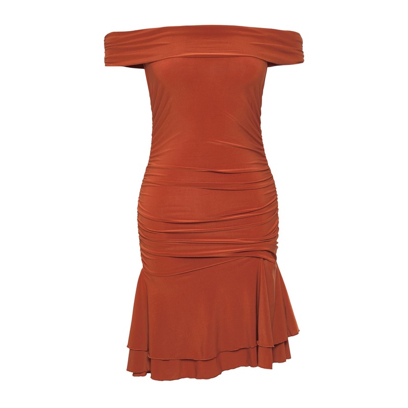 Women's Burgundy Straight Midi Short Casual/daily Relaxed Dress