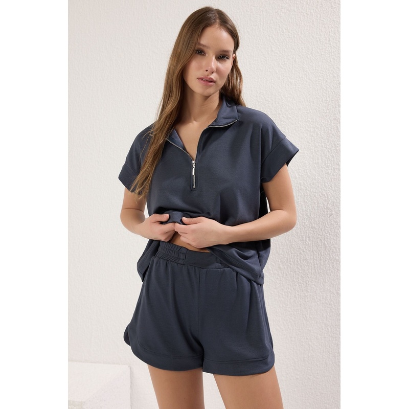 Women's Grey Straight Short Casual/daily Regular Two Piece Sets