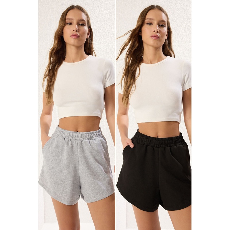 Women's Multi-Colored Plain High Waist Shorts