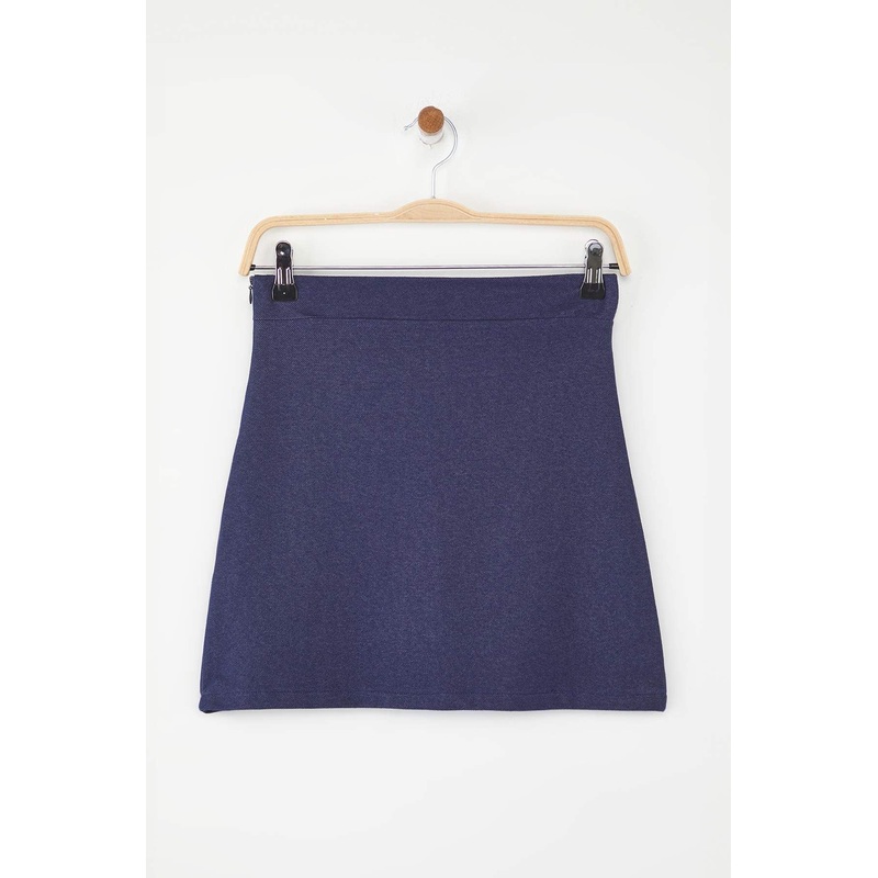 Women's Navy Blue Straight Extra Short / Super Mini Slim Skirt