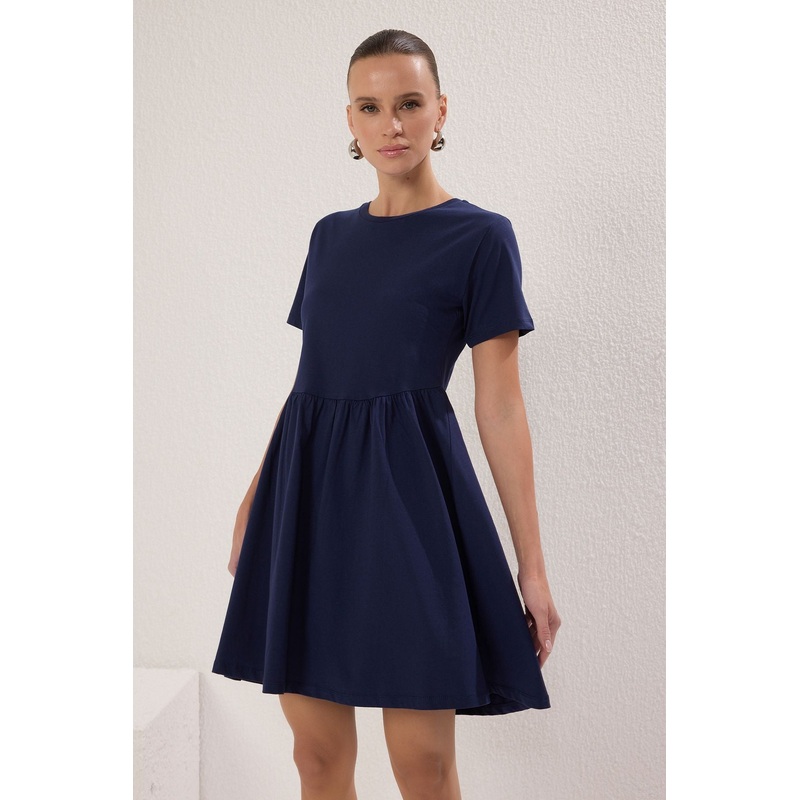 Women's Navy Blue Straight Mini Short Casual/daily Slim Dress