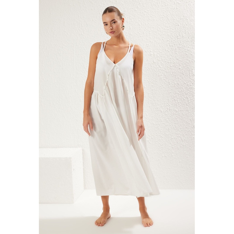 Women's Plain Midi Spaghetti Strap Beachwear Fitted Dress