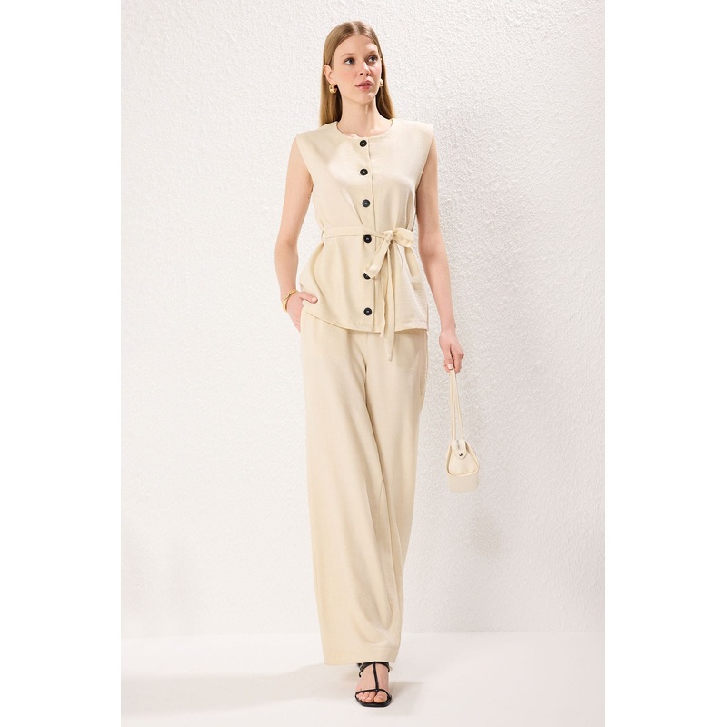 Women's Straight Sleeveless Business Oversized Two Piece Sets