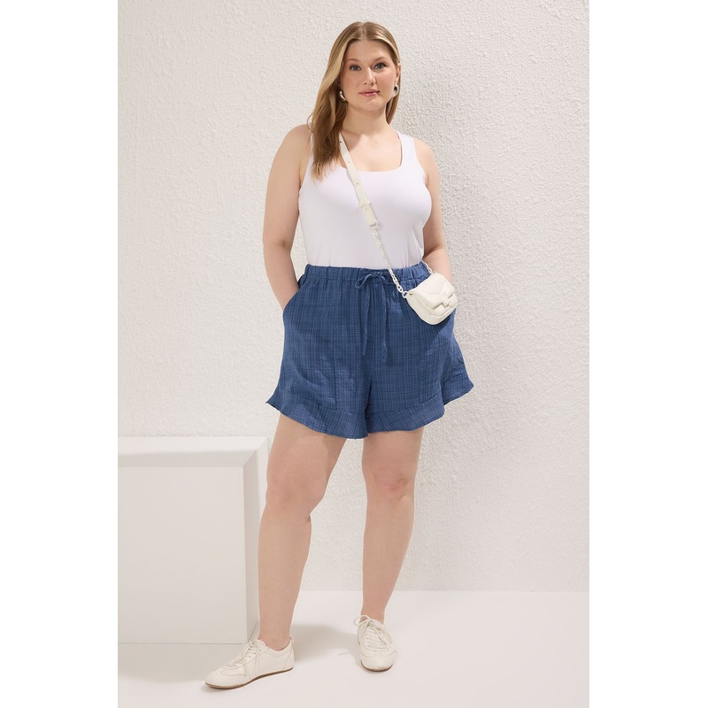 Curve Blue Plus Size Shorts & Bermudas