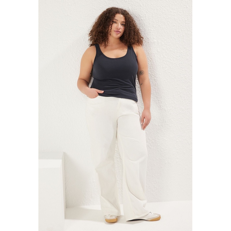 Curve Women's Gray Plain Plus Size Undershirt